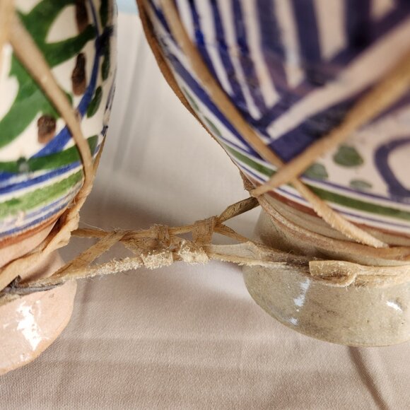 Moroccan Hand-Painted Ceramic Bongo Drums with Goat Hide – Handmade Folk Art - Picture 10 of 16